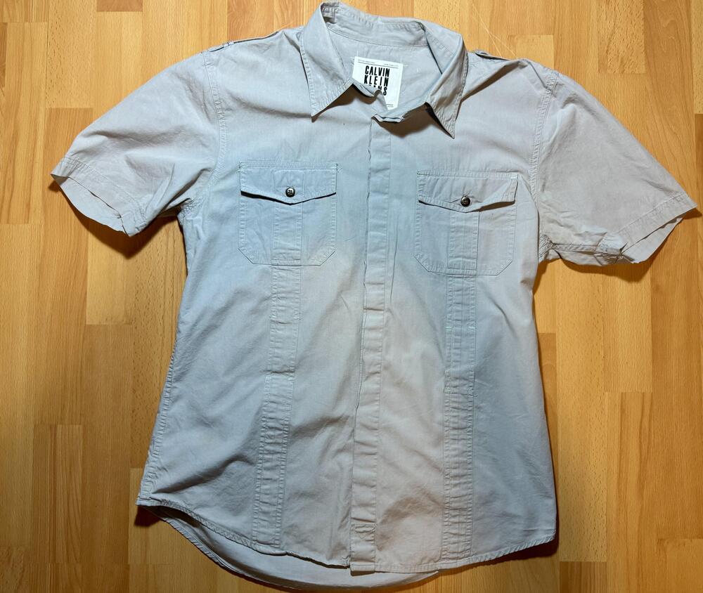 Calvin Klein Jeans Shirt Mens Large Gray Button Up Outlaw Graphic Western Style